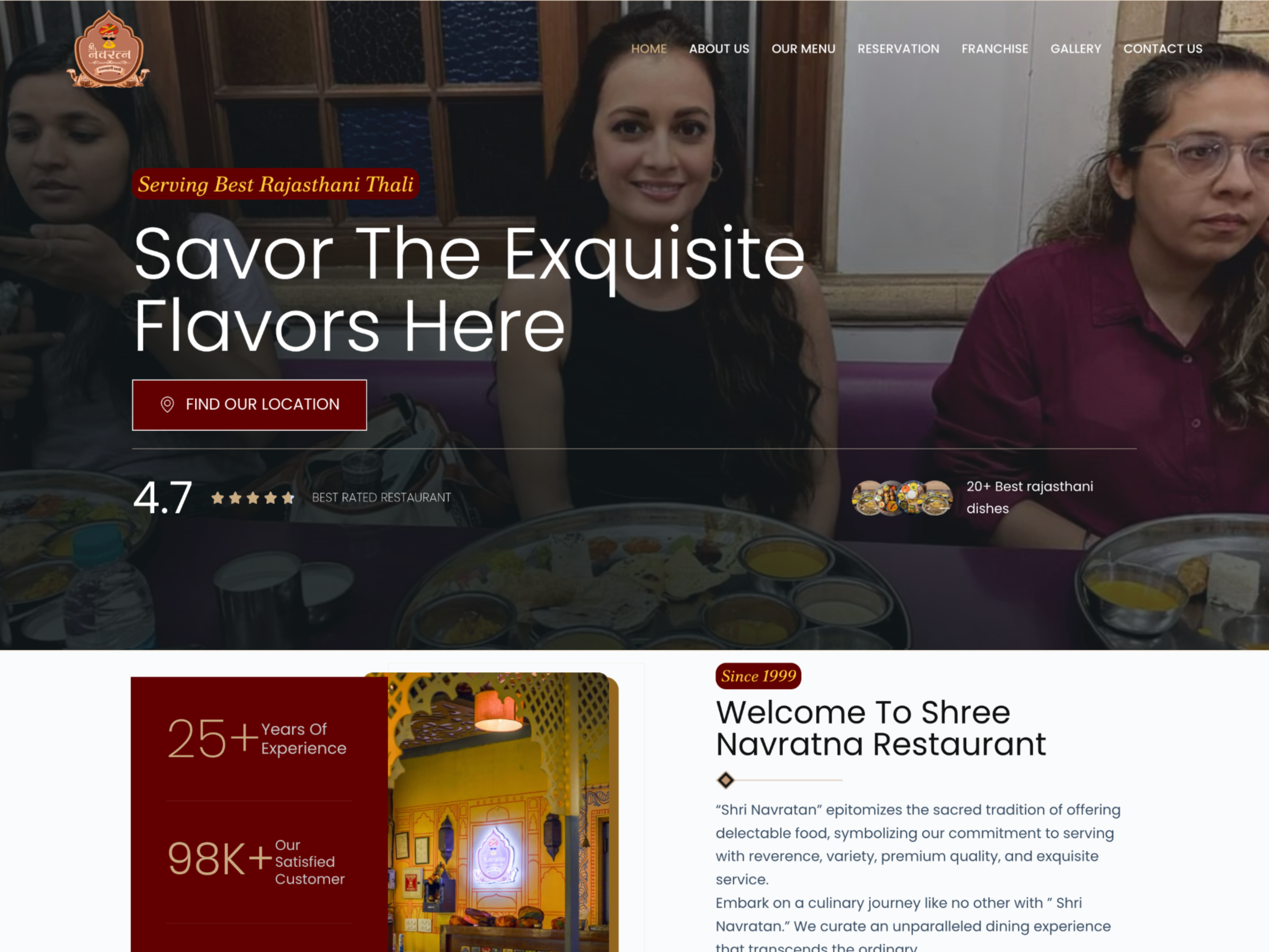 Website designing services for restaurant.